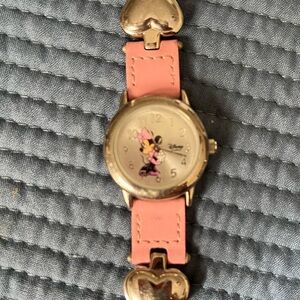 Disney Minnie Mouse Watch with Pink Strap and Gold Accents